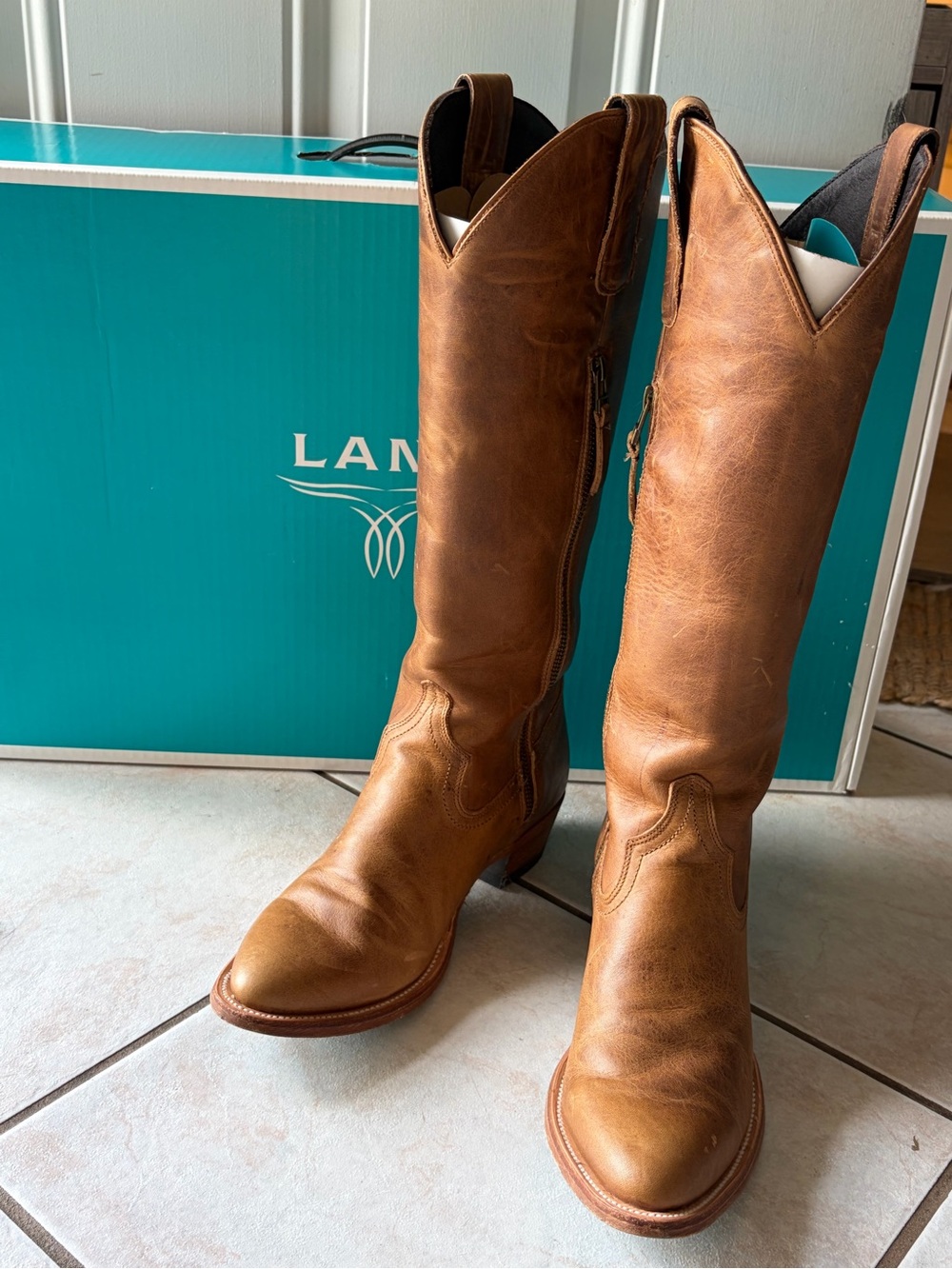LANEIGE Tan Leather Over-the-Knee Boots